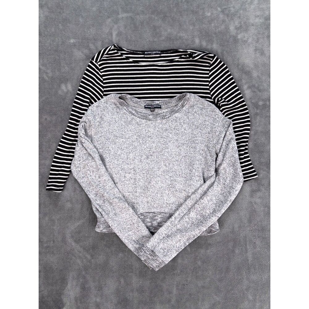 Brandy Melville Crop Sweater Striped Long Sleeve Top Bundle One Size Small Med